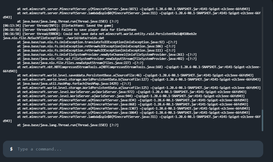 Minecraft server log wird live in der console angezeigt wie abschalten ...