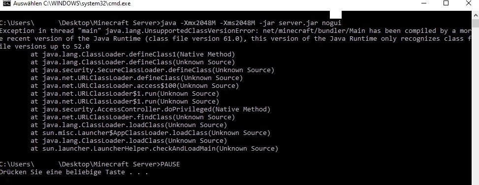 java server minecraft problem? (pc, computerspiele,... Minecraft Server Problem mit Java? (PC, Minecraft Java Edition ...