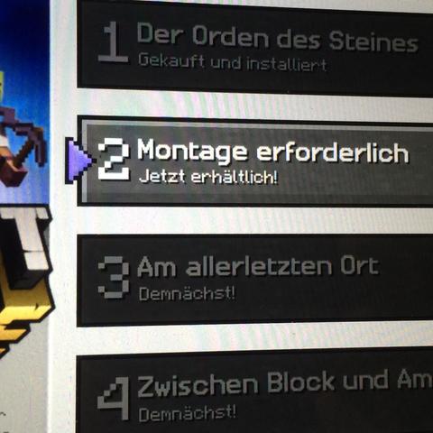 So sieht das bei mir aus
- (Minecraft, Minecraft Story Mode, 2. Edition)