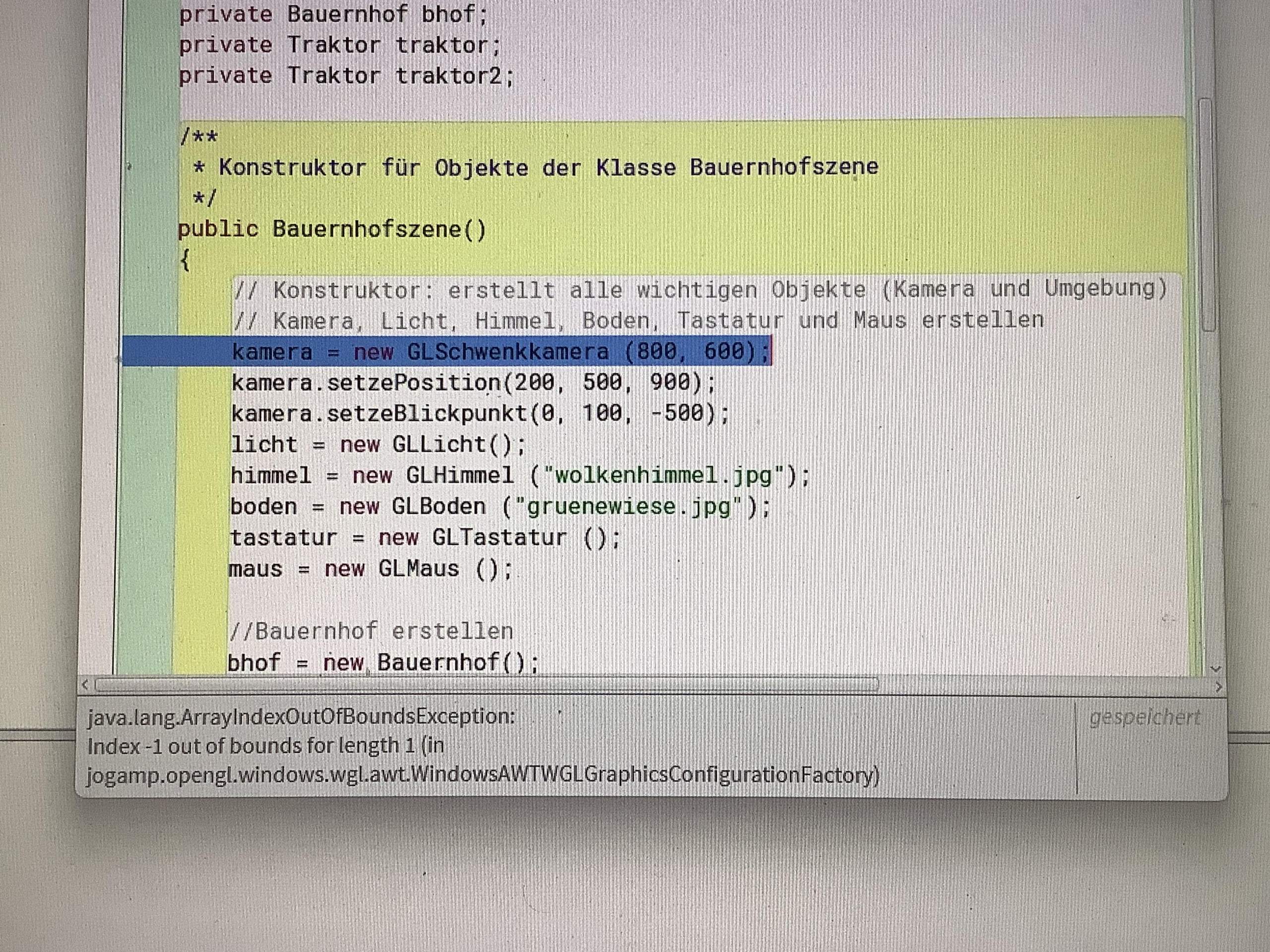 Mir wird bei der Programmierung eines BlueJ Programmes mit Hilfe von ...