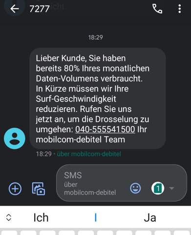 Mobilcom Debitel Telekom Datenvolumen Gedrosselt Obwohl Nichtmal Die Halfte Verbraucht Ist Technik Handy Technologie