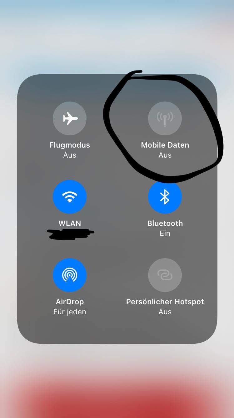 Mobile Daten gehen nicht im Kontrollzentrum an? (Handy)
