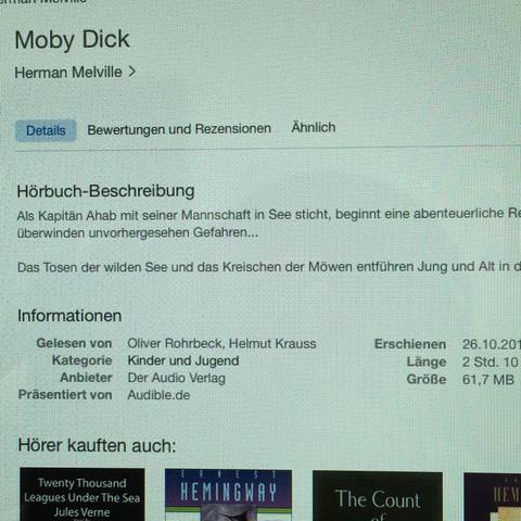 Beispiel 3 ( Moby Dick ein Kinderbuch??? Nur 2 Stunden??) - (iTunes, Roman, Hörbuch)
