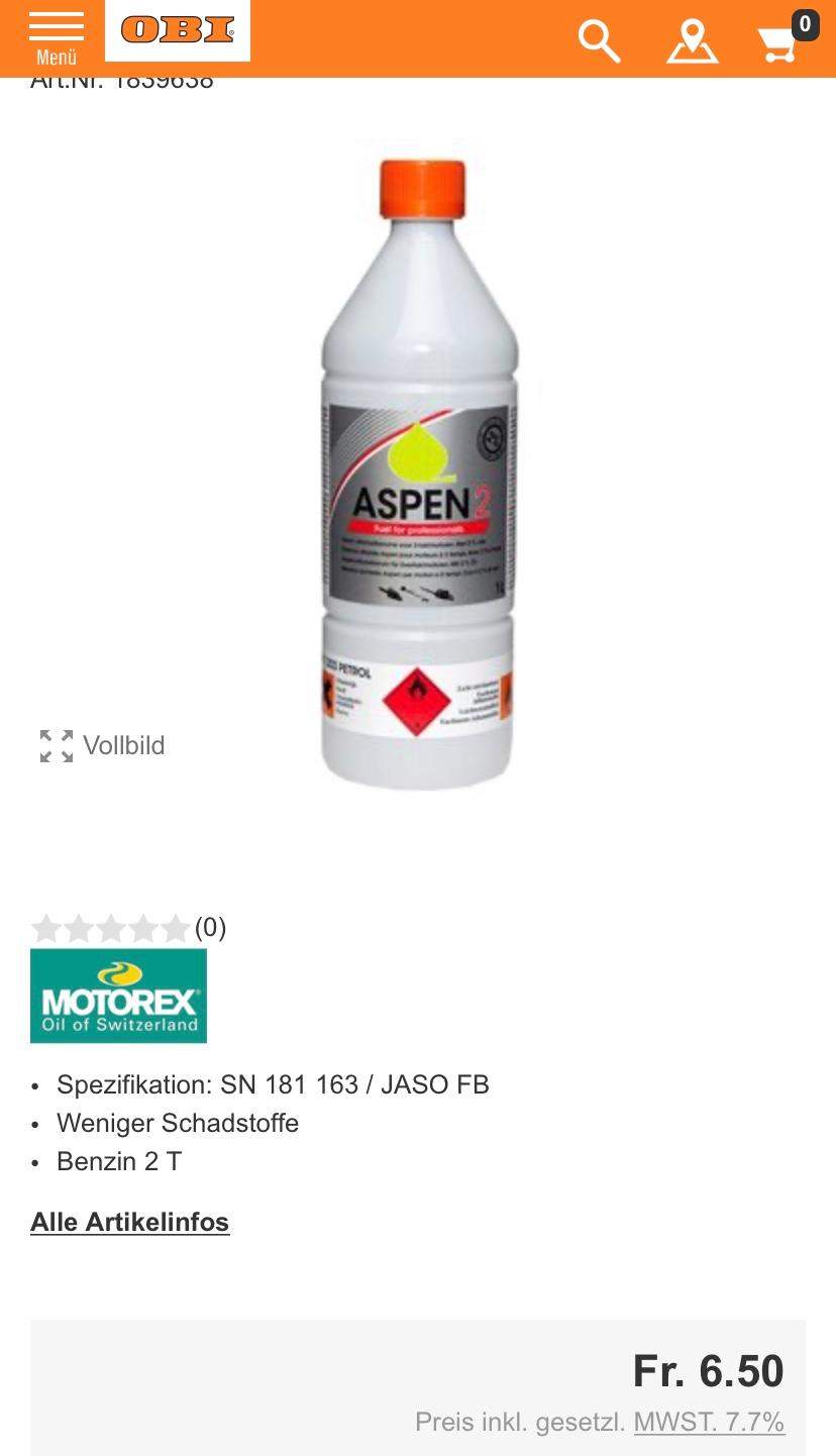 Aspen 2 Takt Gemisch 5 Liter Angebot bei V Baumarkt