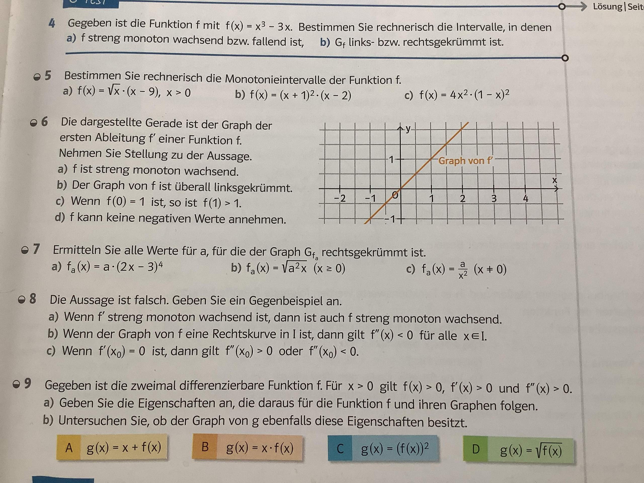 Monotonie und krümmung? (rechnen, Funktion, Ableitung)