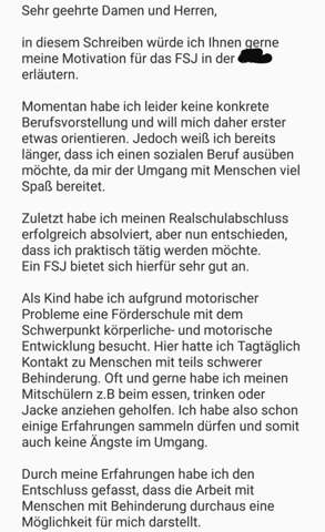 Motivationsschreiben Fsj In Einer Werkstatt Fur Menschen Mit Mehrfach Behinderung Schule Bewerbung Bewerbungsschreiben