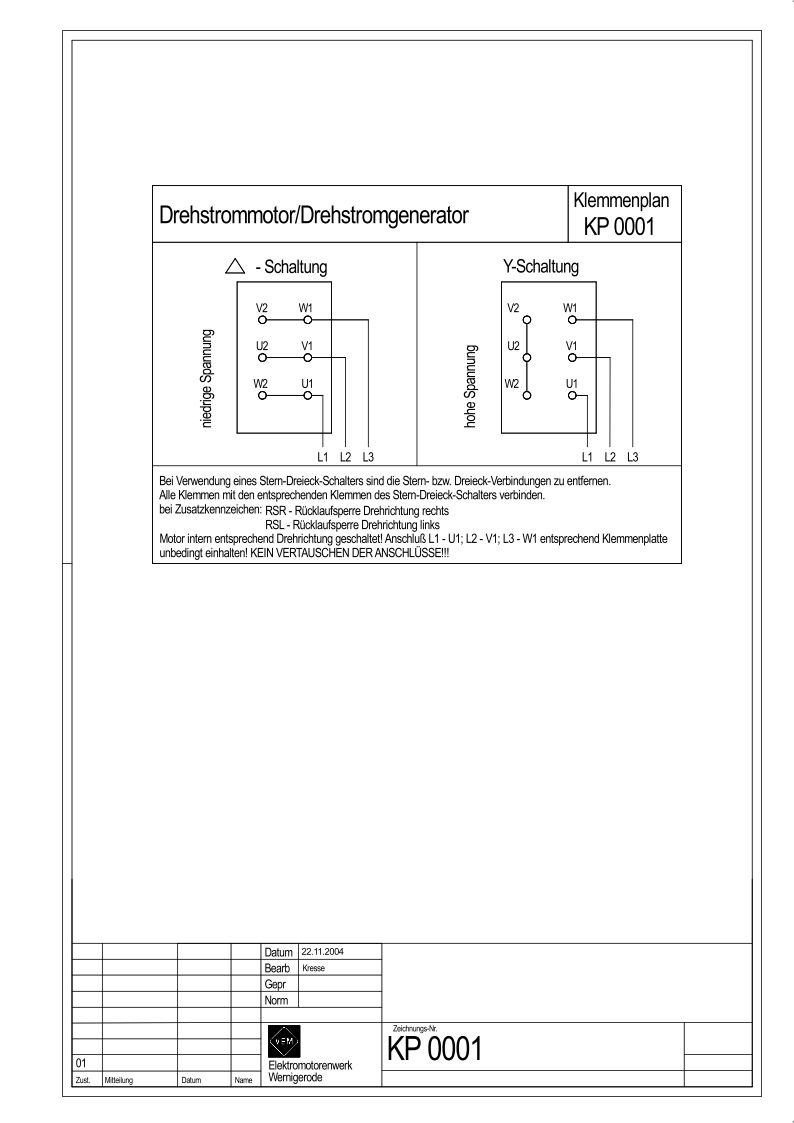 Motor 400V mit Maschinen-Schalter, wie ist die Verdrahtung ? (Klemmenplan)