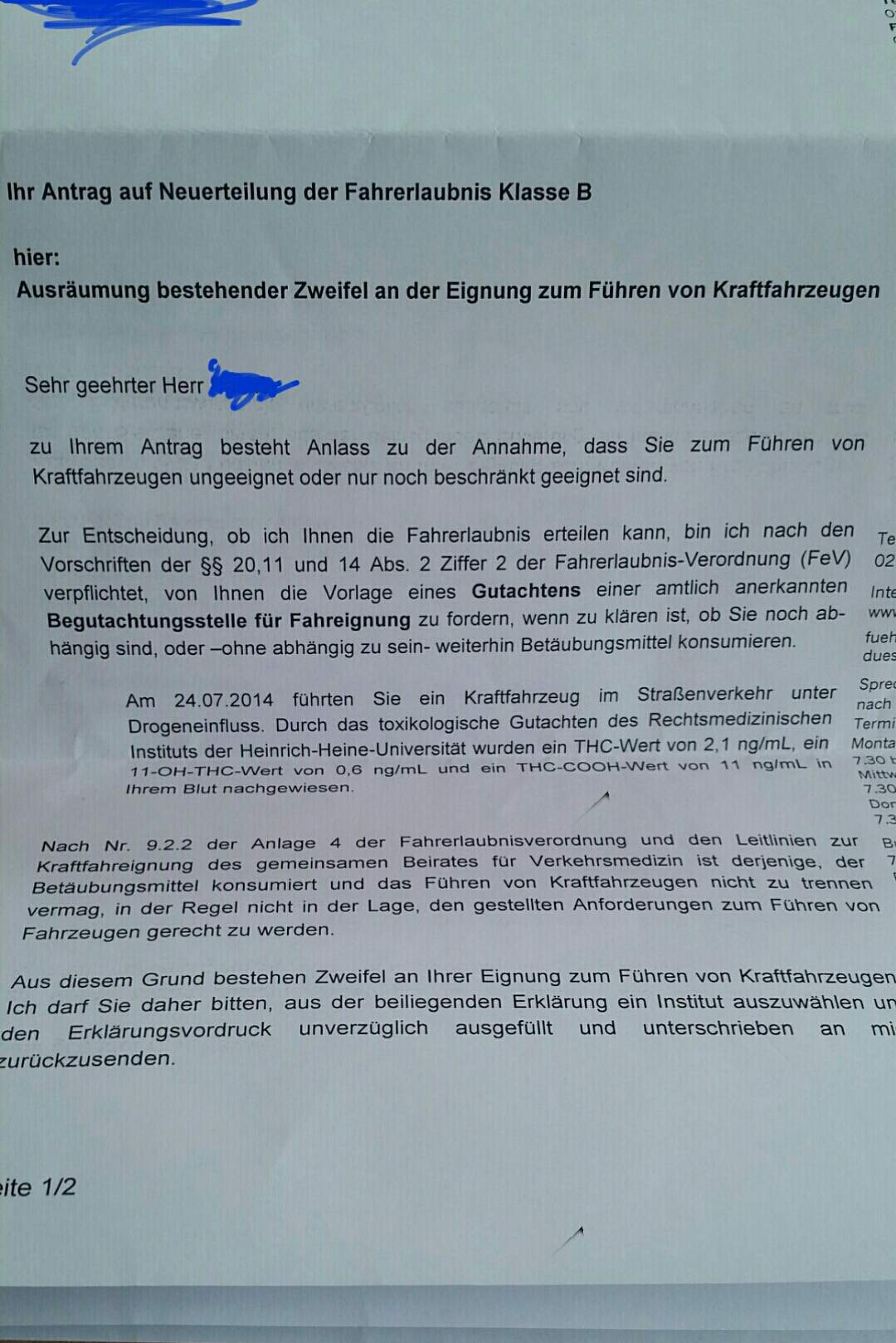 MPU Brief Erhalten: