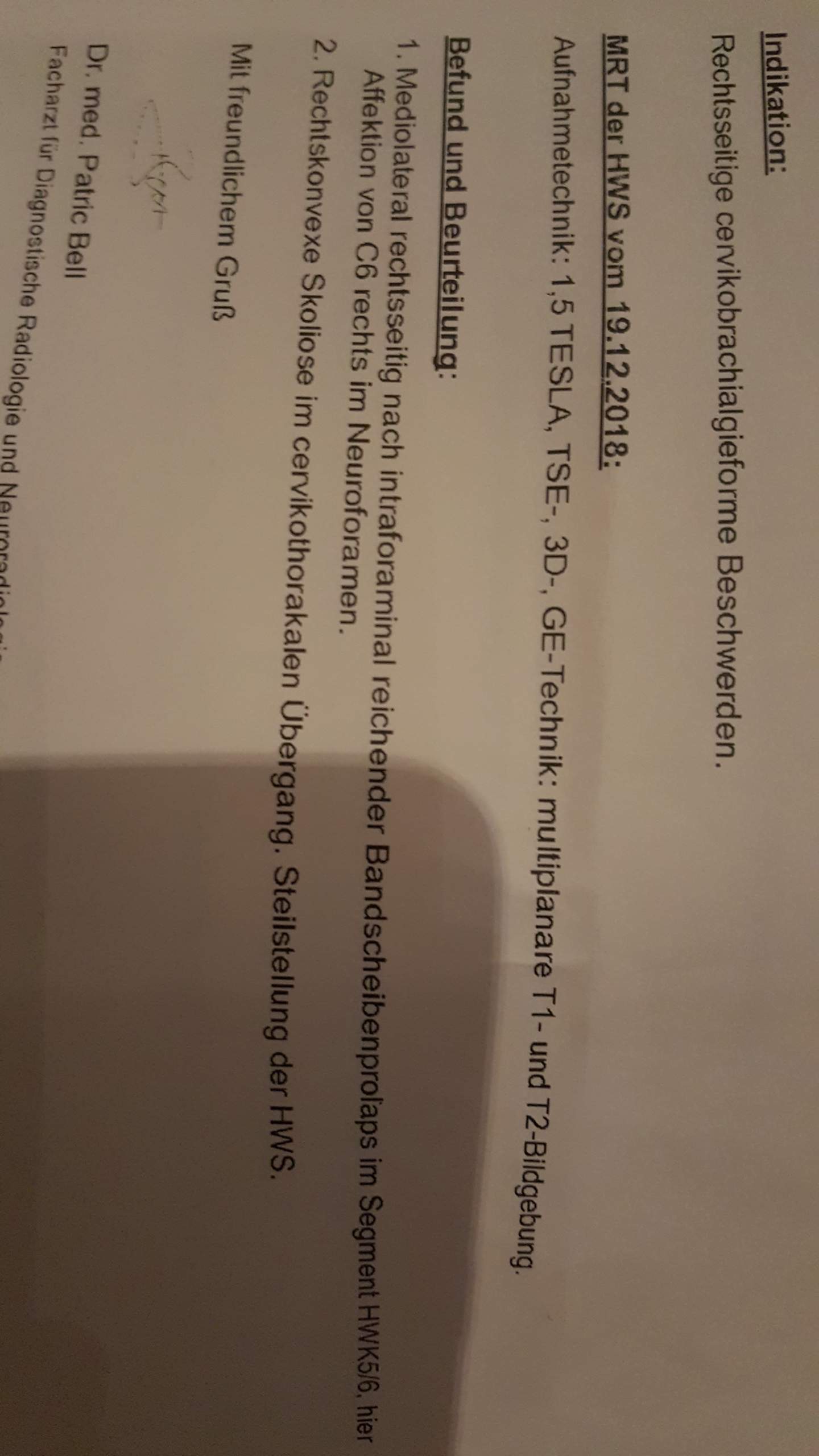 MRT Befund Wer kann mir den übersetzen? (Gesundheit und Medizin, Rückenschmerzen