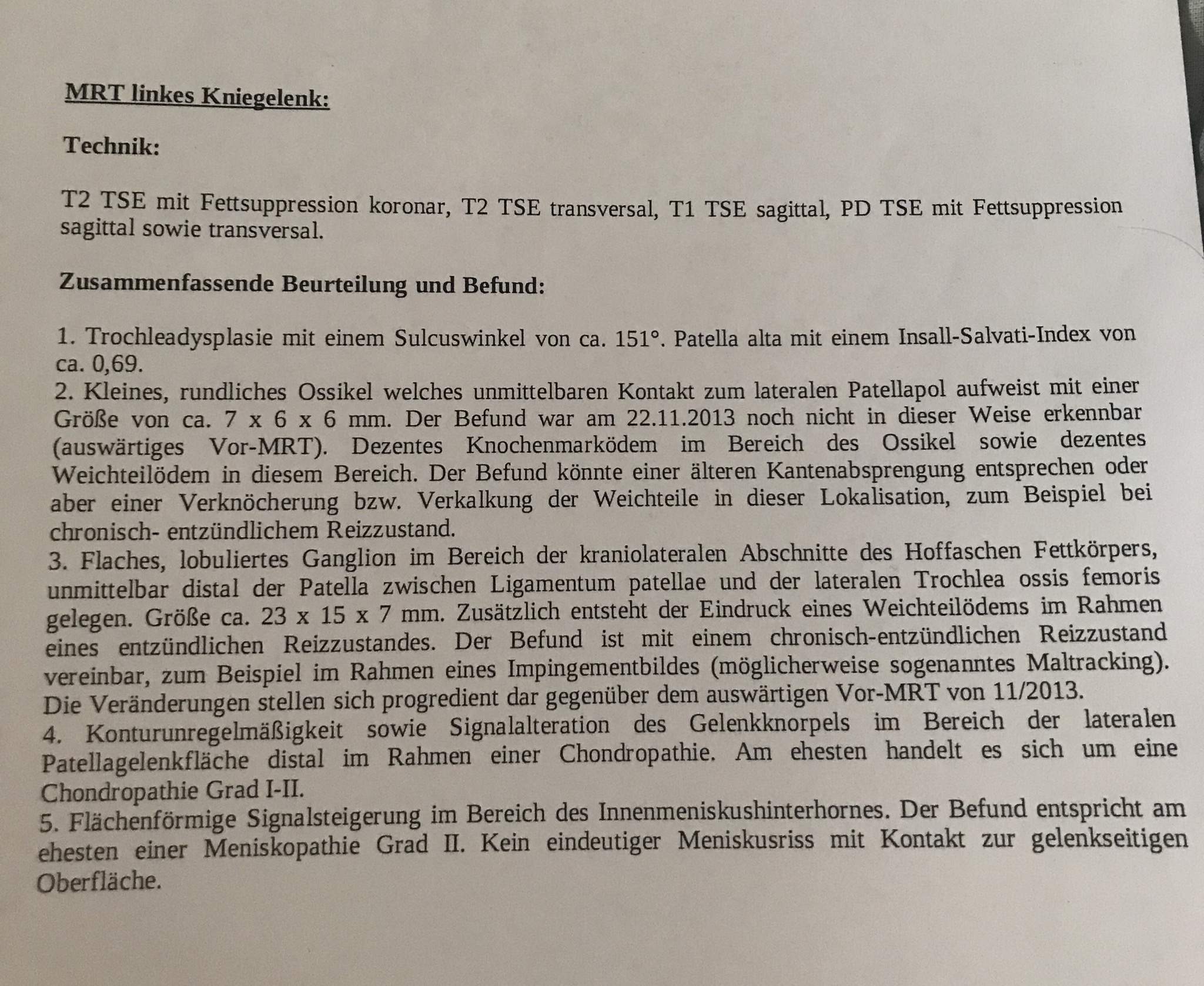 MRT Befund Knie, Therapie? (Gesundheit und Medizin, Medizin, Orthopädie)