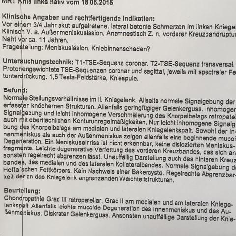 Mrt Bericht Knie Bitte Um Ubersetzung Medizin Arzt Orthopade