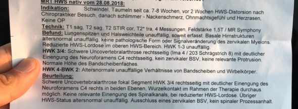 - (Gesundheit und Medizin, Gesundheit, MRT Befund Halswirbelsäule)