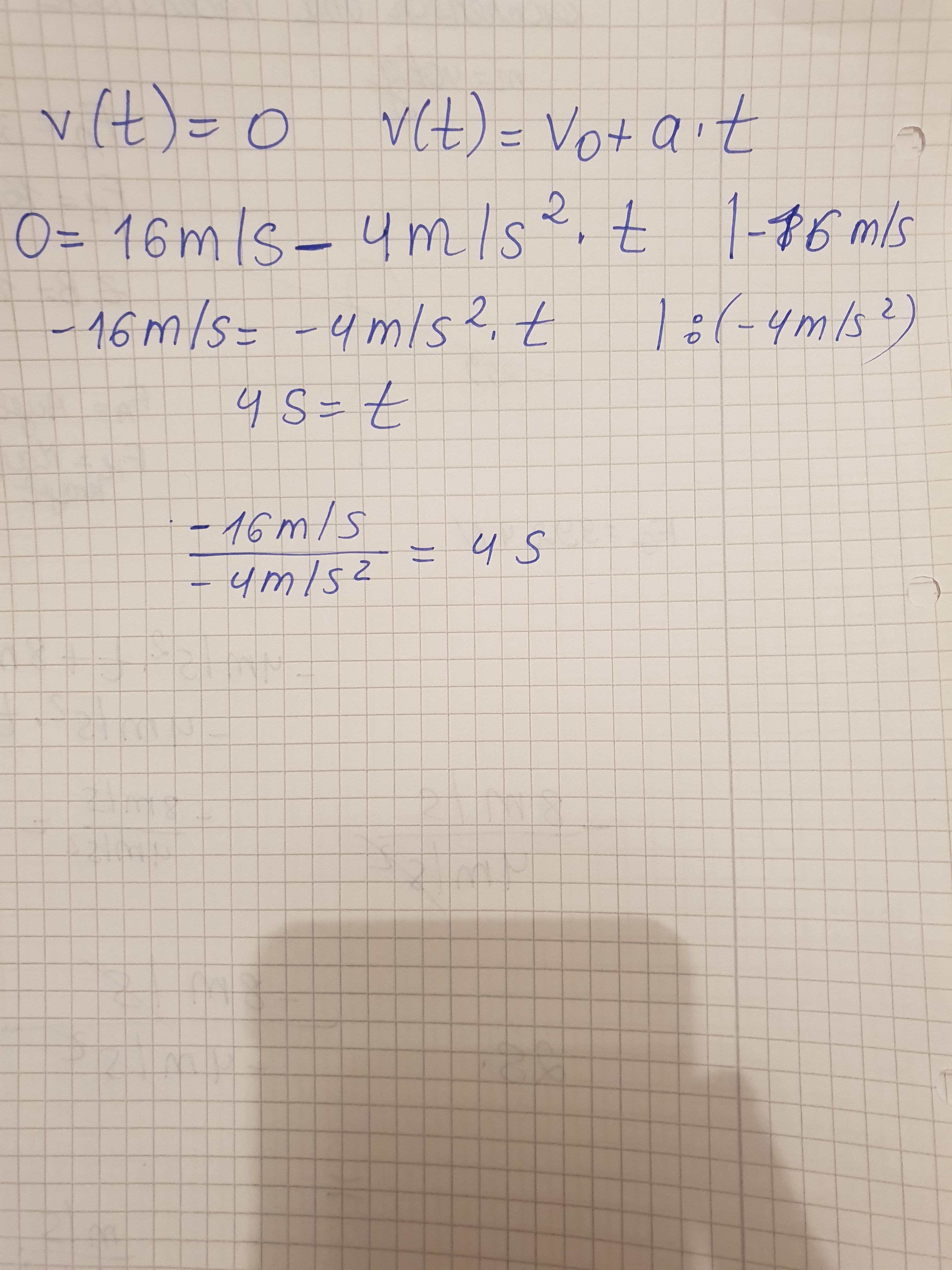 m/s geteilt durch m/s^2? (Computer, Schule, Physik)