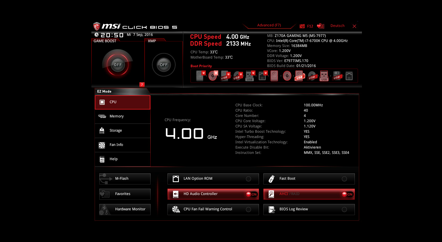 MSI Gaming M5 Secure Boot Computer BIOS