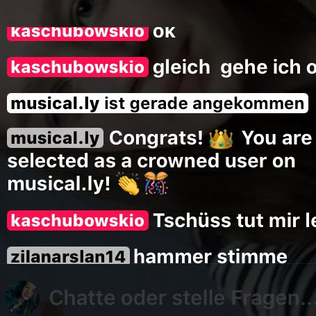 Das ist was in Chat stand - (Musically, Krone)
