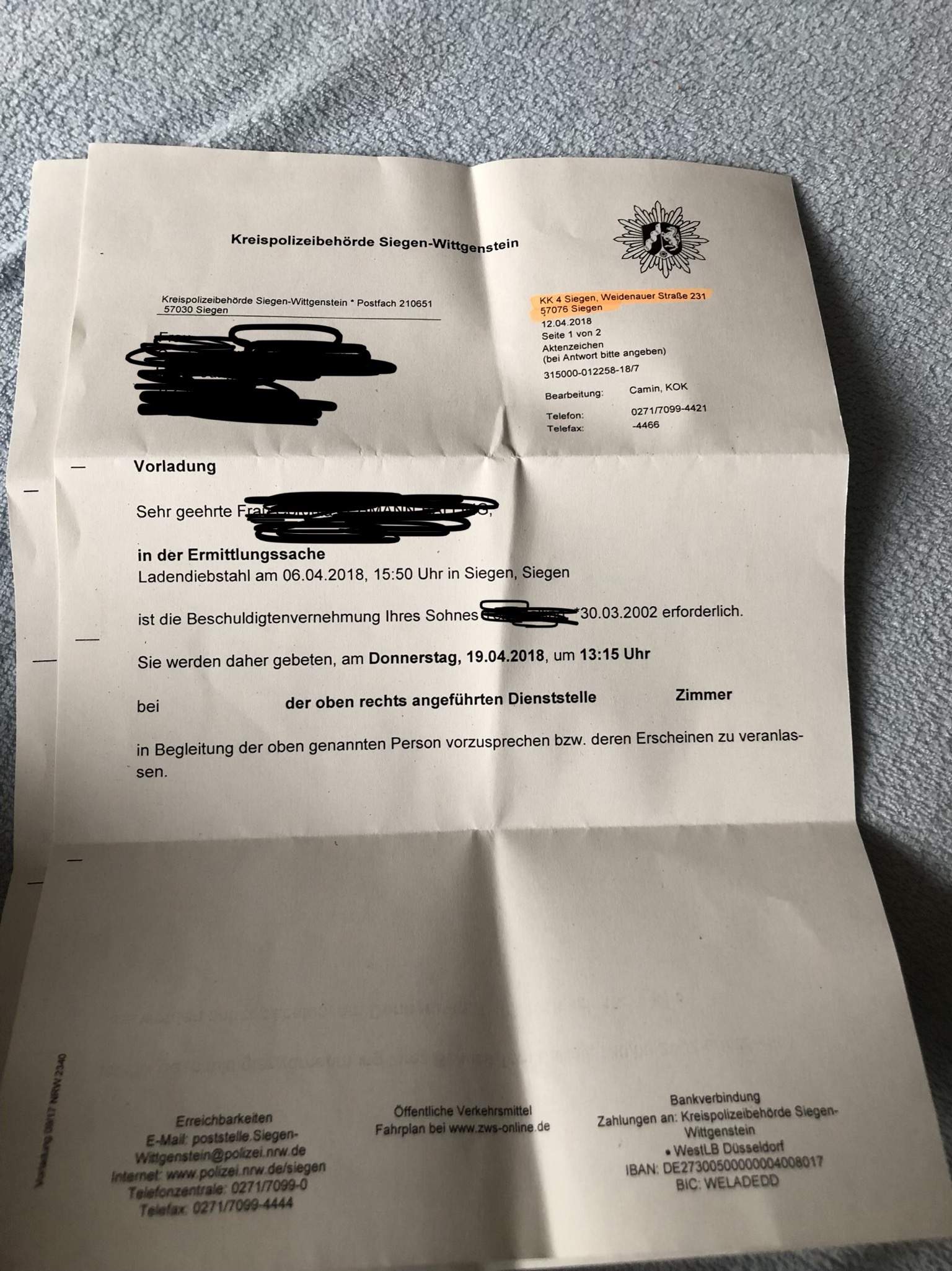 muss ich bei einer Vorladung der Polizei erscheinen? (Strafrecht, Ladendiebstahl, Vorladung Polizei)