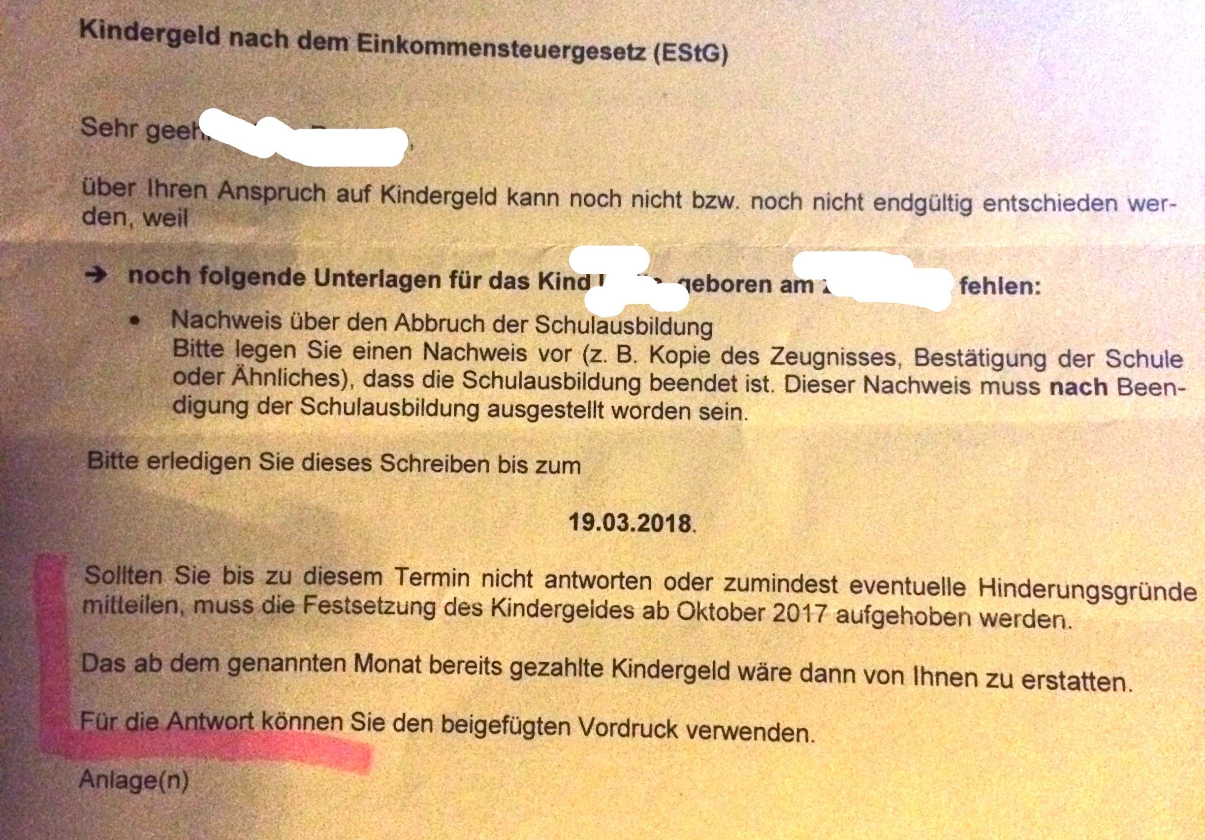Muss ich das Kindergeld zurückerstatten/ Schule abbrechen? (Familienkasse, schulabbruch) Muss ich das Kindergeld zurückerstatten/ Schule abbrechen? (Familienkasse, schulabbruch)