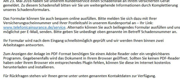 Muss Ich Das Schadensformular Der Telefonica Insurance Noch Ausfullen Wo Ist Das Handy Versicherung Handyvertrag