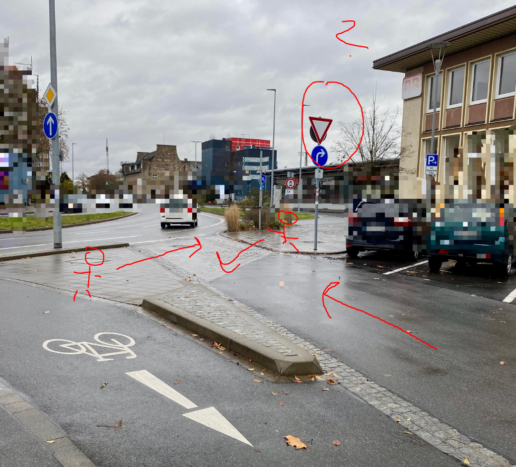 Was Gilt Hier Ich Muss In Der Kreuzungsmitte Anhalten Muss ich die Fußgänger hier rüber lassen oder gilt das Schild nur für