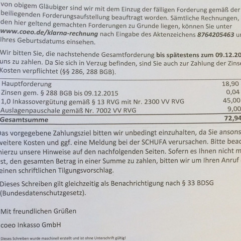 Inkassogebühren bezahlen obwohl hauptforderung bezahlt