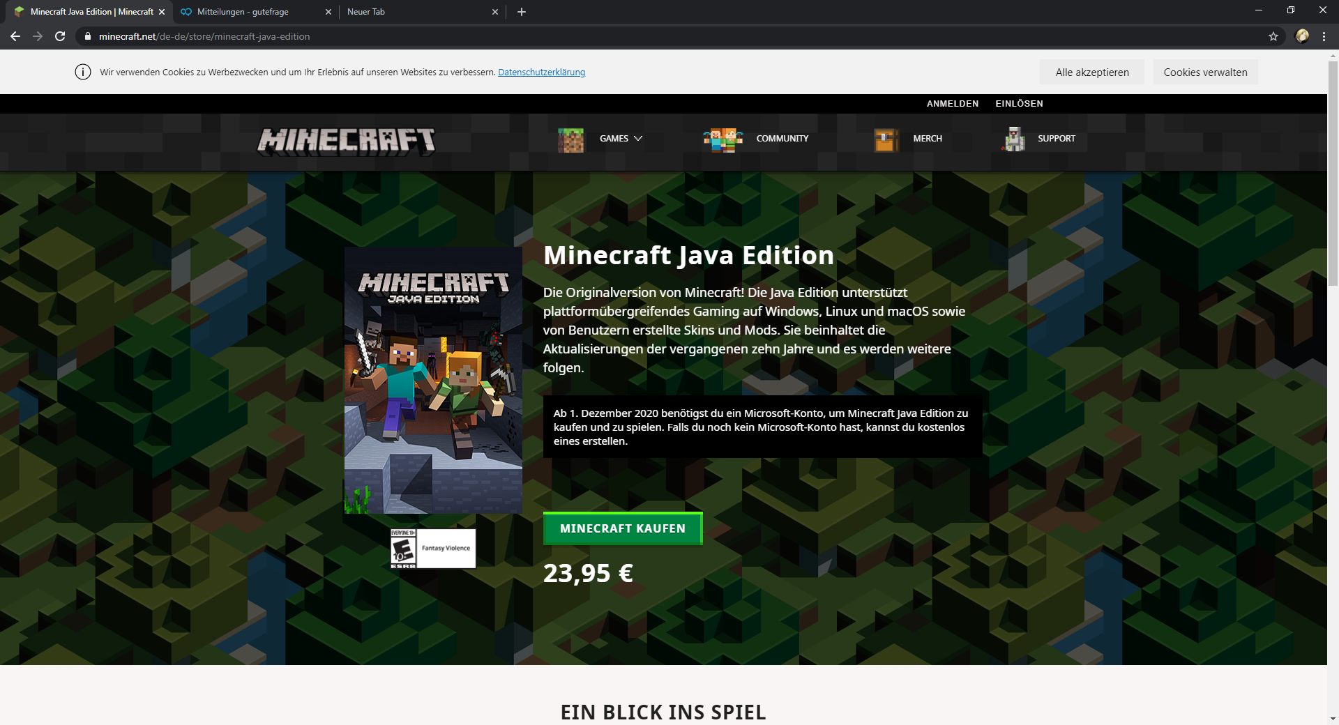 Neuen minecraft account erstellen