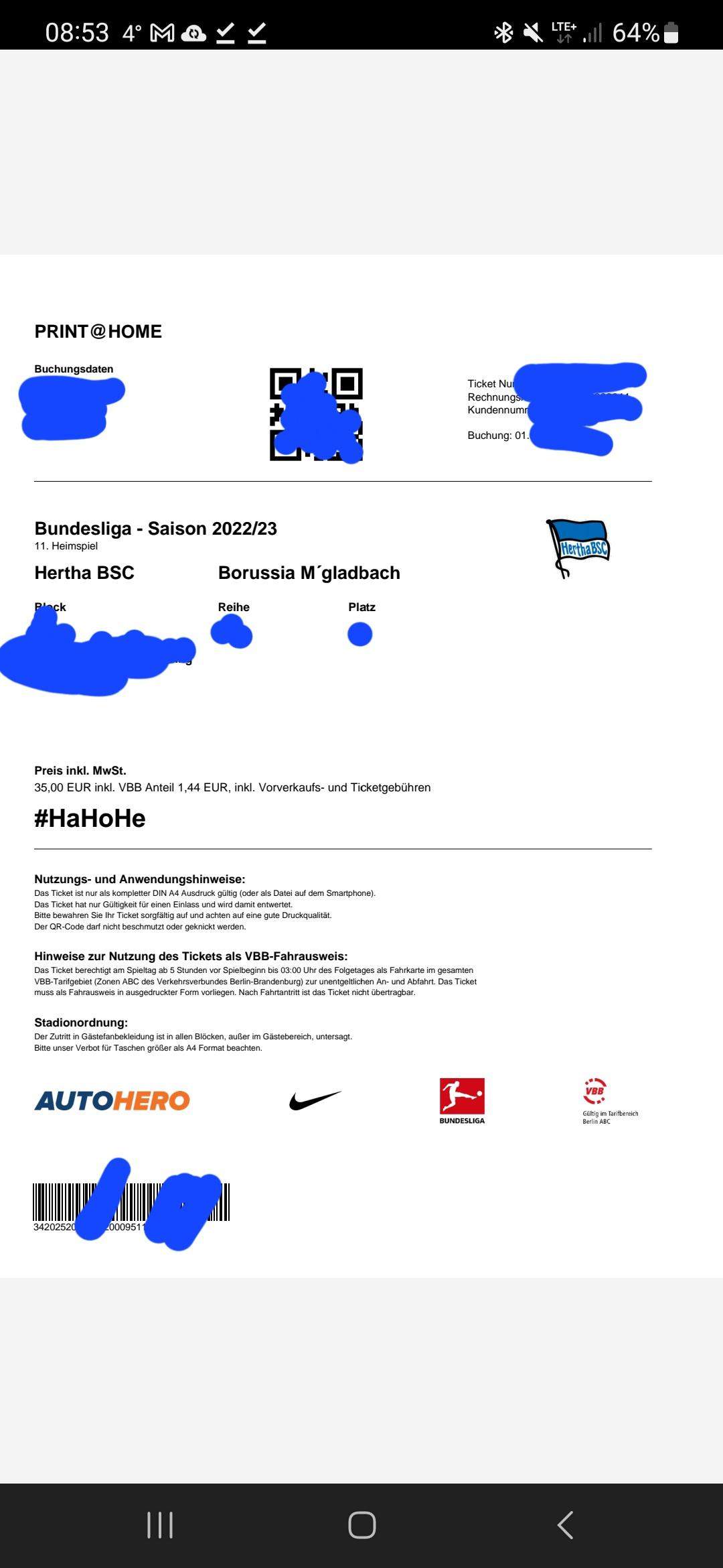 Muss Ich Tickets Bei Hertha Ausgesruckt Haben? (Ticket, Bundesliga)