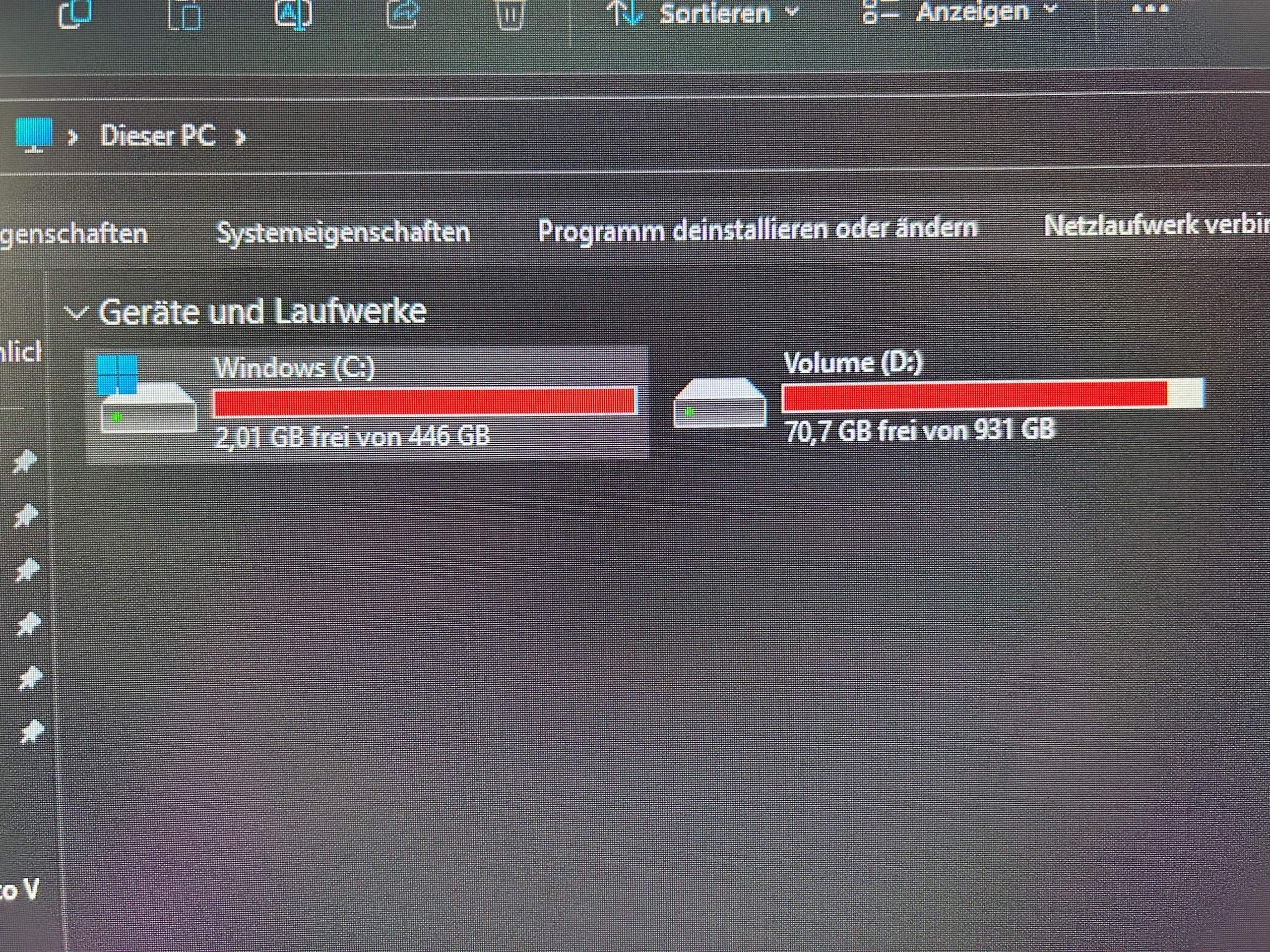 Nach Wiederherstellung auf Werkseinstellungen Festplatte voll? (Windows)