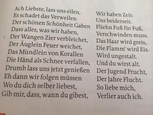 Nacherzählung vom Gedicht "ach liebste,lass uns eilen" von Martin Opitz