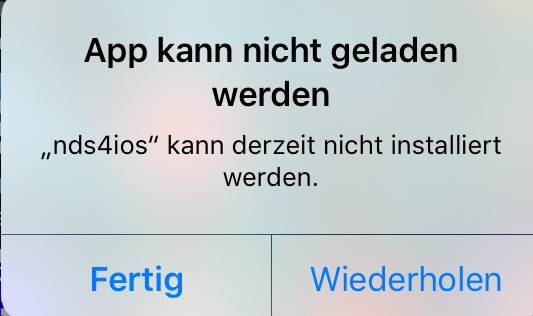 Fehlermeldung - (iOS, Installation, NDS4iOS)
