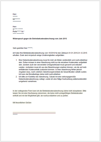 Nebenkostenabrechnung Widerspruch So Korrekt Abrechnung