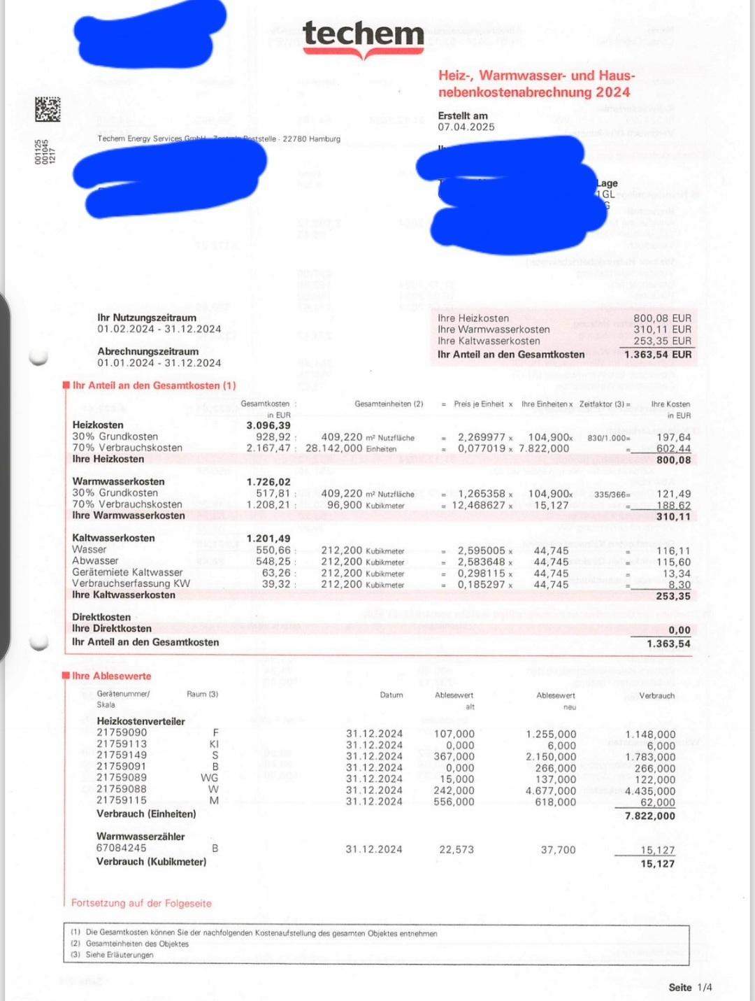 Techem Abrechnung Verstehen