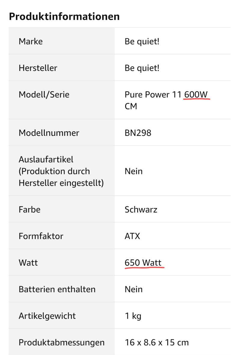 Netzteil Wattangabe? (Computer, Technik, Spiele und Gaming)