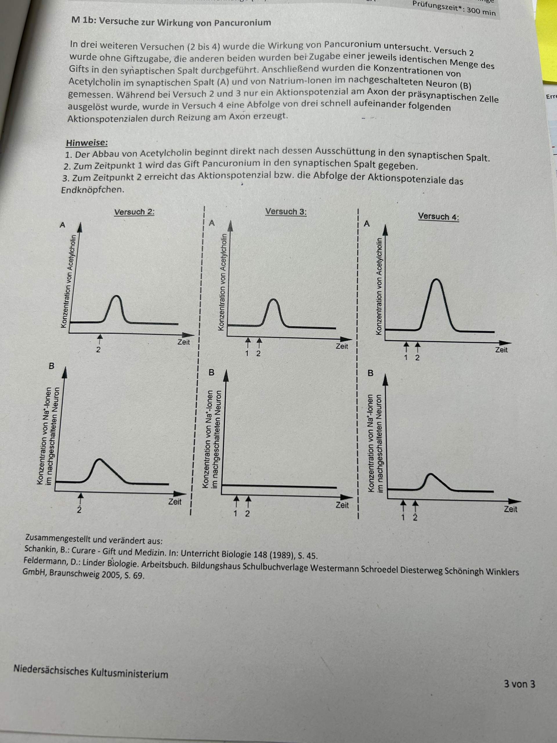 Neurobiologie kann jemand die Aufgabe A1.2 lösen? (Biologie, Abitur, Bio)