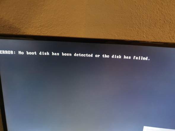 no boot disk detected or the disk failed was tun?