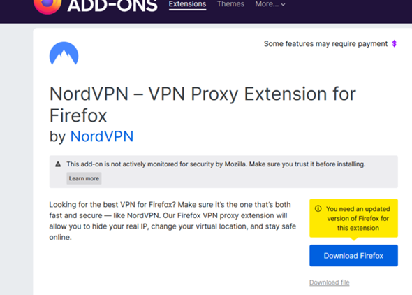 Nord VPN extension geht nicht?