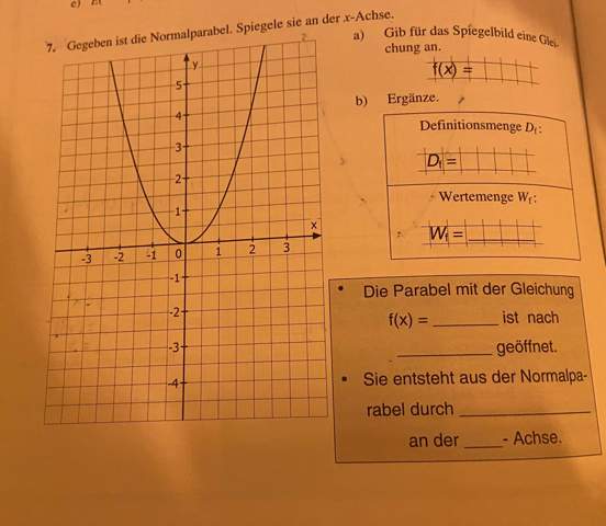 Normalparabel spiegeln? (Funktion, Gleichungen, Parabel)