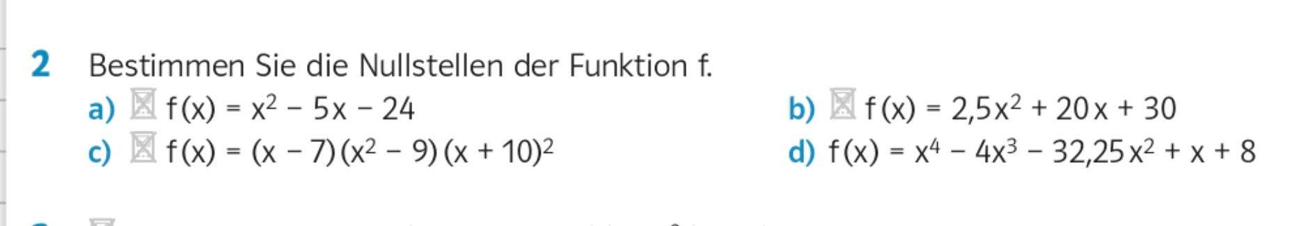 Nullstellen einer ganzrationalen Funktion 4. Grades berechnen? (rechnen