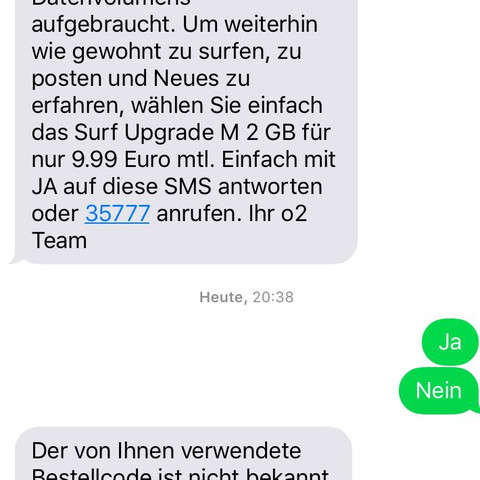 Das Bild mit der nachricht. - (o2, stornieren)