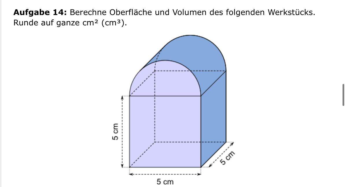 Oberfläche und Volumen berechnen dieses Körpers? (Mathematik, Hausaufgaben)