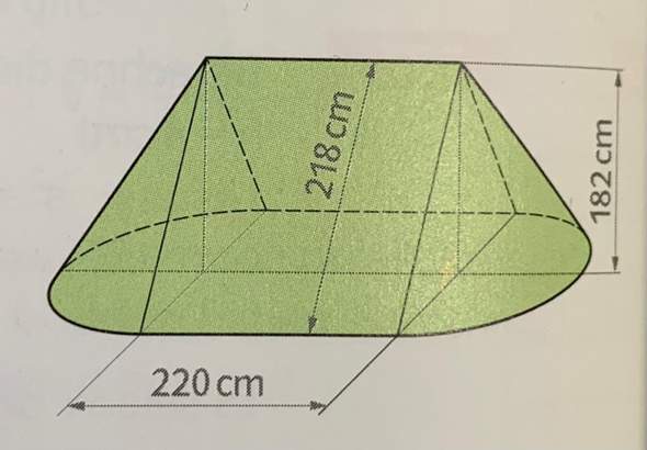Oberflächen Inhalt eines Zeltes mit 5% Verschnitt?