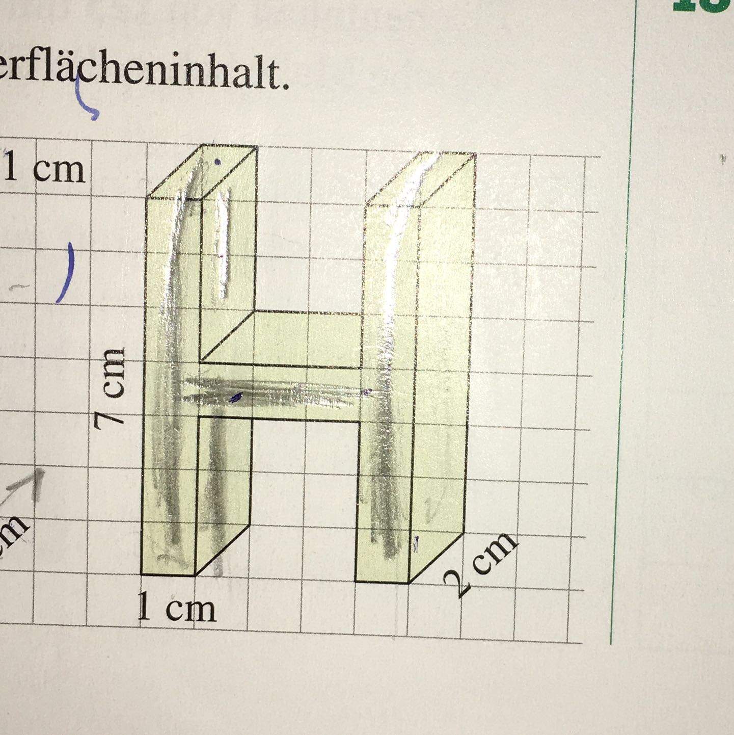 Oberflächeninhalt des Buchstaben H? (Mathe, Oberfläche)