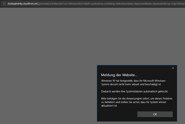 Ominose Meldung Der Website Computer Technik Internet
