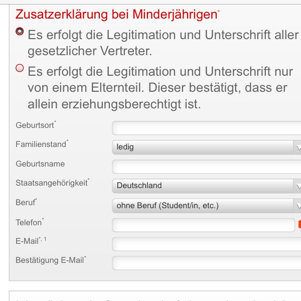 Online Konto eröffnen (Minderjährig) (Finanzen, Bank)