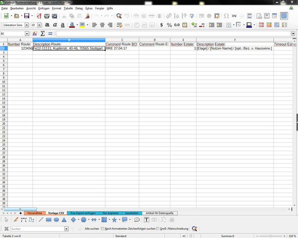 Tabelle 2, Vorlage CSV - (Microsoft Excel, OpenOffice, speichern)