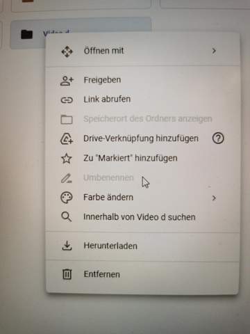 Ordner in Google Drive umbenennen / verschieben nicht möglich (W11)?