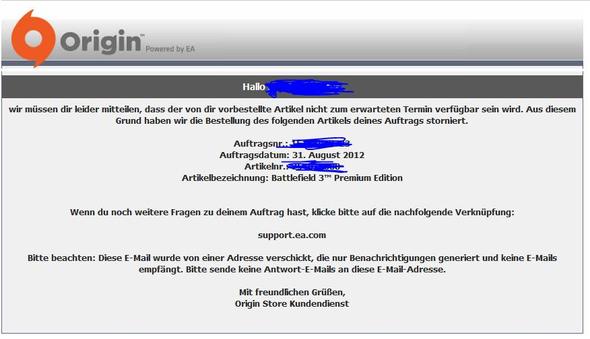 - (Bestellung, Battlefield 3, Origin)