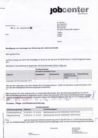 Original verloren was jetzt? (Leistung, ALG II, ARGE)