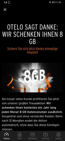 Otelo Zusatzliche 8gb Datenvolumen Handy Smartphone