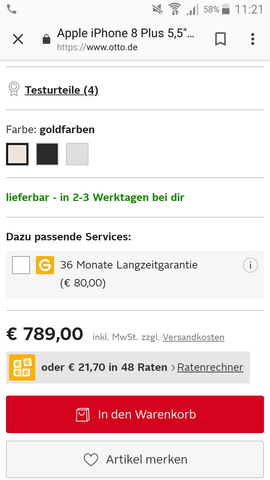 Otto Iphone 8 Plus Muss Ich Da Mehr Bezahlen Ratenzahlung Computer Handy Smartphone