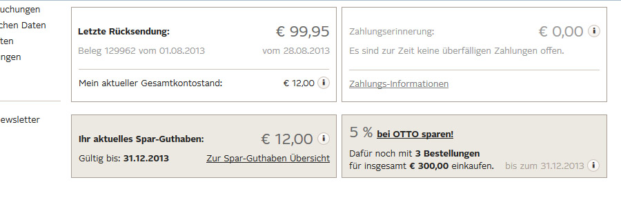 Otto Sparguthaben Kontostand Online Shop